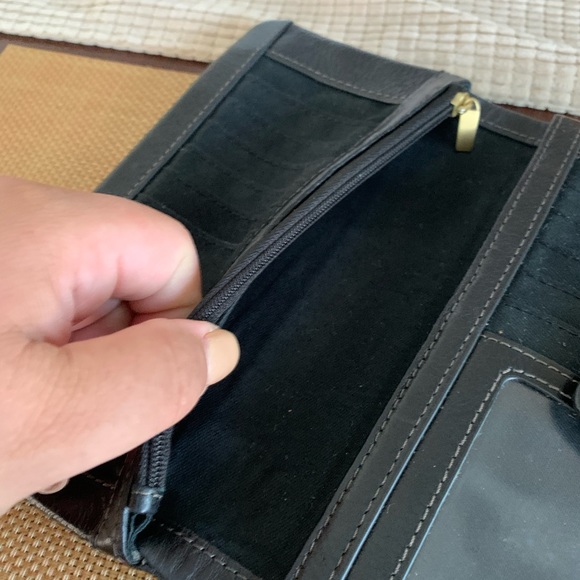 Fossil Black bifold leather wallet top zip wallet - Picture 5 of 7